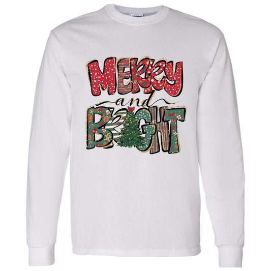 MERRY AND BRIGHT RED & GREEN L/S TEE