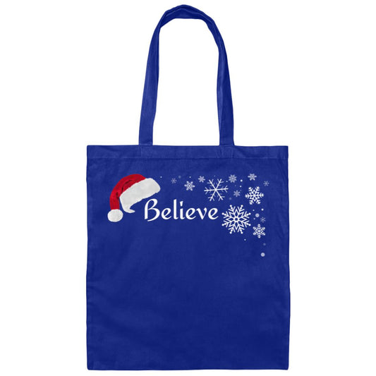 BELIEVE BLACK OR WHITE PRINT CHRISTMAS TOTE