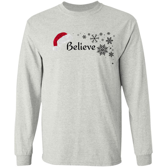 BELIEVE SANTA HAT L/S TEE (BLK PRINT & WHT PRINT)