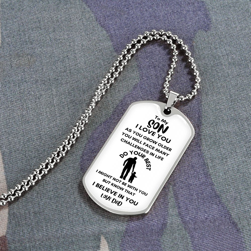 Dog tag necklace sales for son